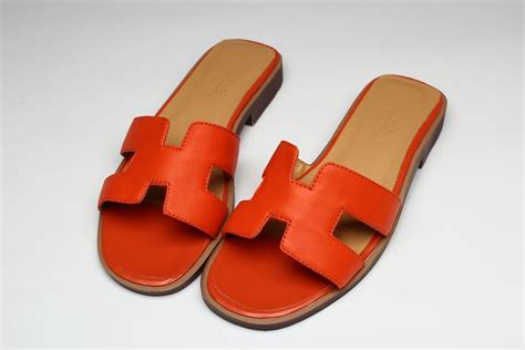 hermes slippers oranje|hermes oran sandals.